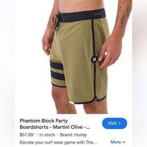 HURLEY MENS PHANTOM BOARD SHORT  TIE FRONT SIZE 36 NWOT